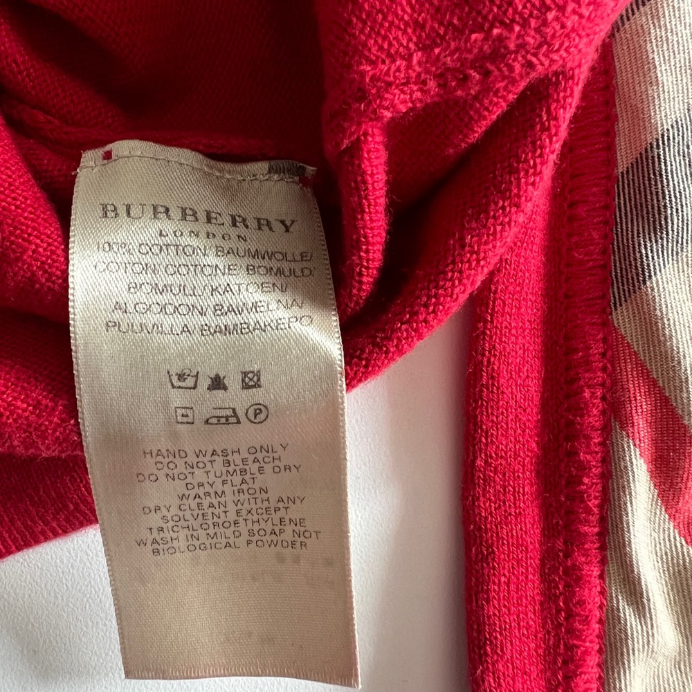 Burberry Red lightweight sweater with forearm Burberry plaid Patches - Picture 3 of 5